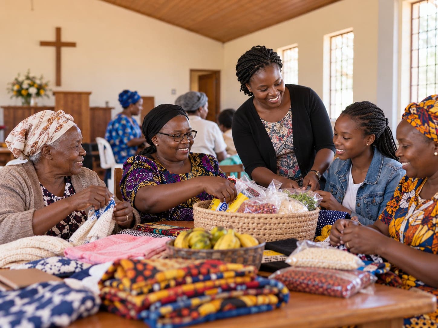 Demonstration photograph of Kenyan Anglican women gathered for fellowship and practical community support